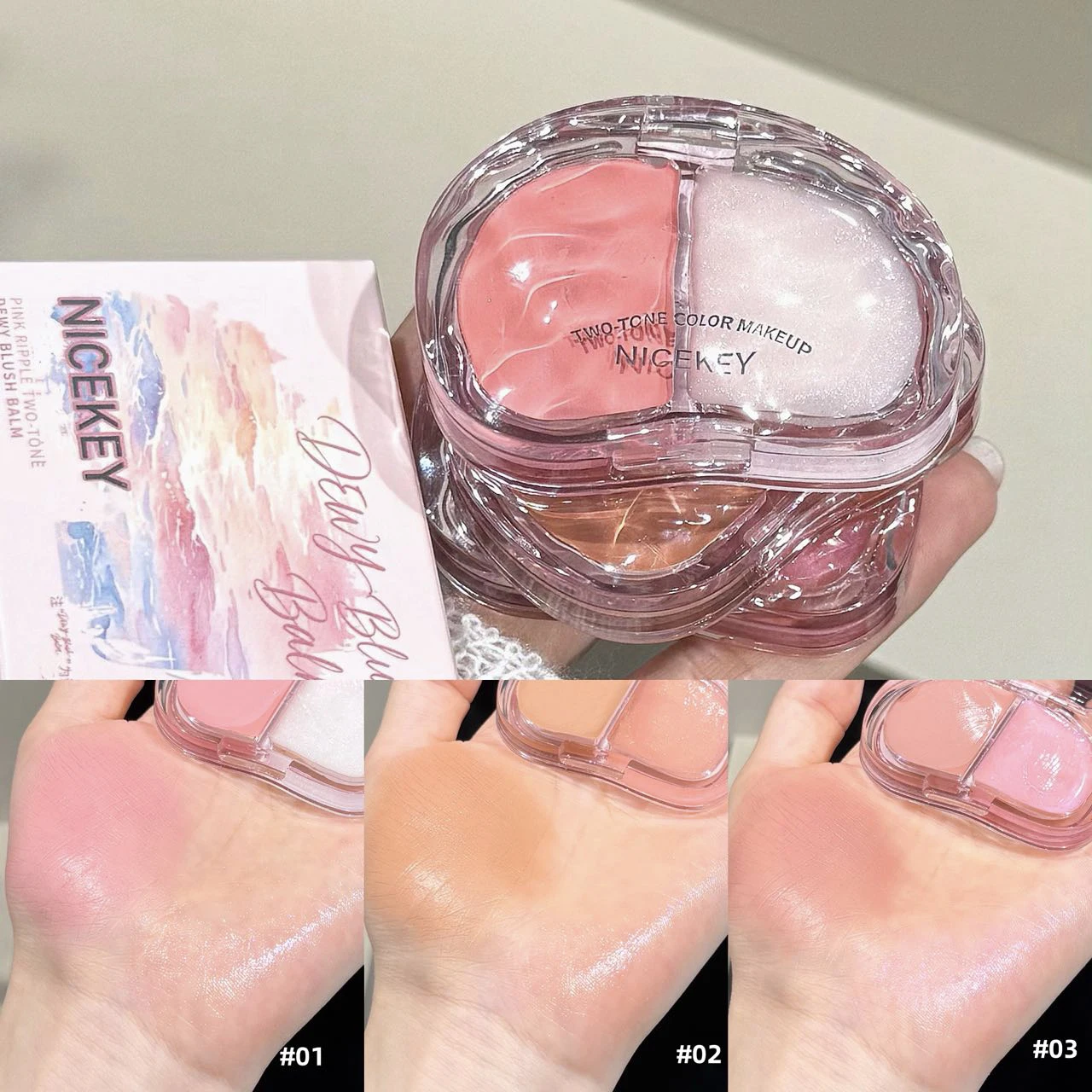 Face Blush Hydrating Cream Double Color Matching Makeup Natural Smudge Blush Palette Cheek Tint Highlighter Korean Cosmetics
