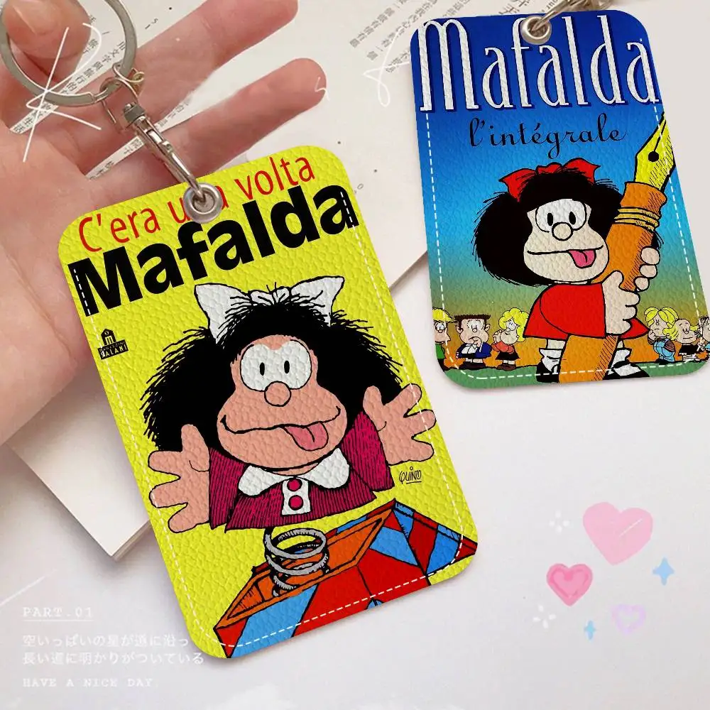 M-Mafalda Gir Holder Keychain With Keychain for Access Card Bus Pass & Card Credit ID Bank Card Protective Case