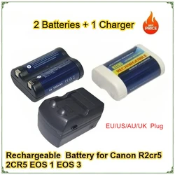 Rechargeable Battery for  Canon R2cr5 2CR5 EOS 1  EOS 3 Rechargeable Lithium Battery 6V Camera Battery Set 2 Batteries+1 Charger