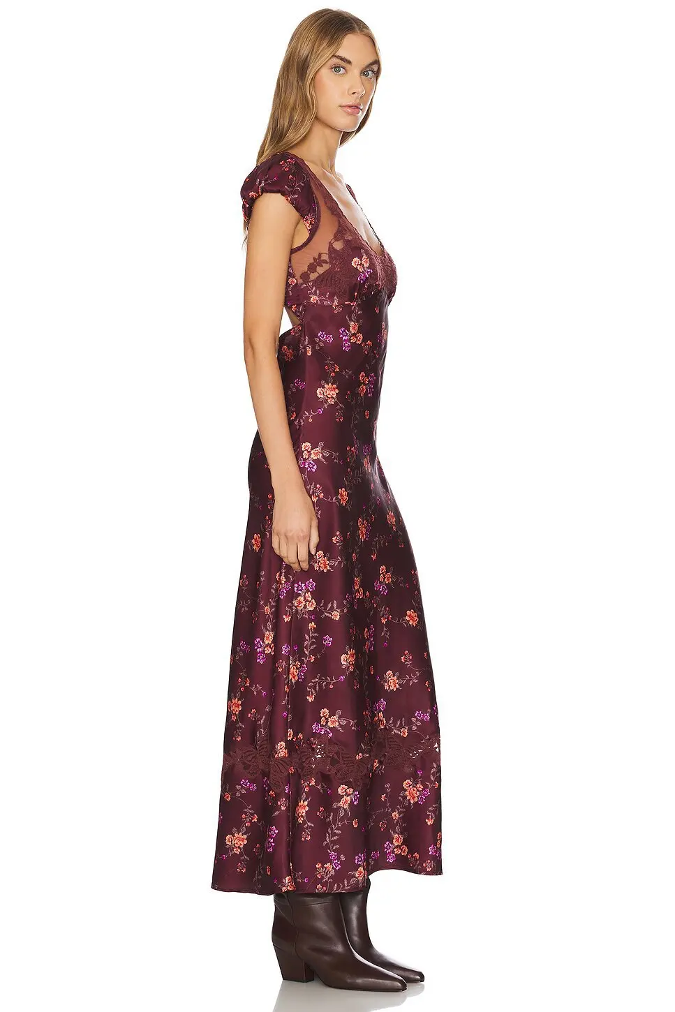 Fashionable Elegant Vintage Lace Patchwork Polka Dot Backless Maxi Dress For Women Luxurious Prom Dinner Party Wedding Guests