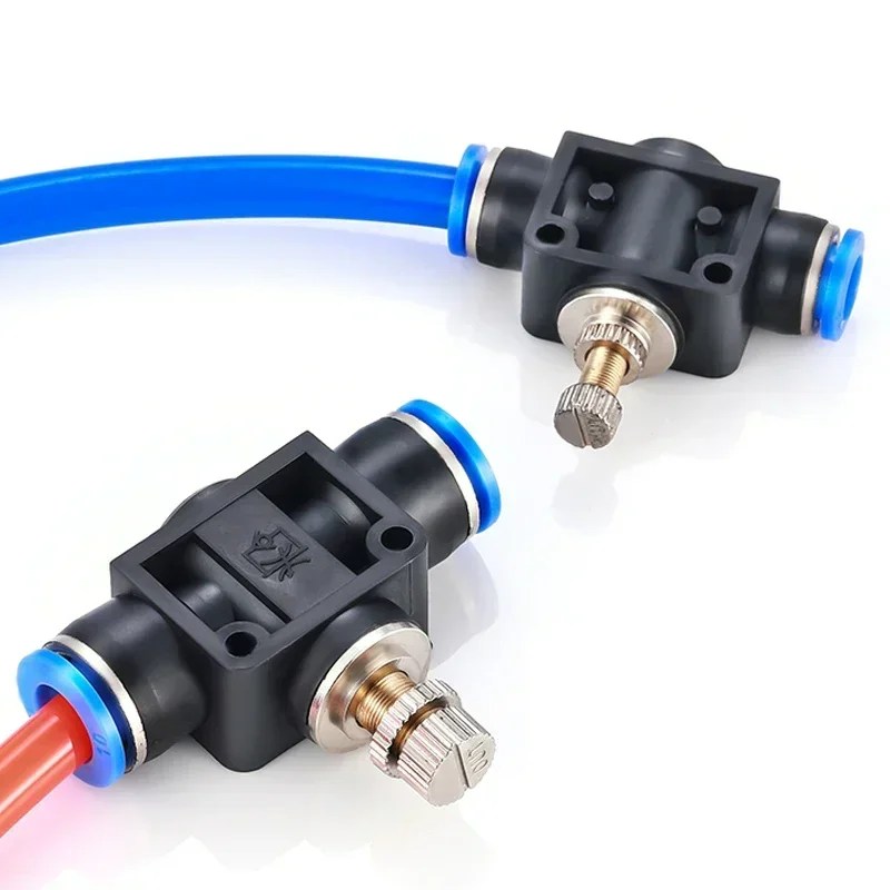 

Pneumatics Air Throttle Valve Speed Control Quick Hose Tube Water Adjust Fitting Connector 4mm 6mm 8mm 10mm Fittings Pneumatic