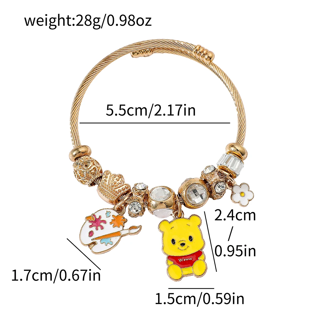 Disney Anime Character Bracelet for Friends, Cute Winnie The Pooh Bangle, Birthday Jewelry Gifts, Fashion