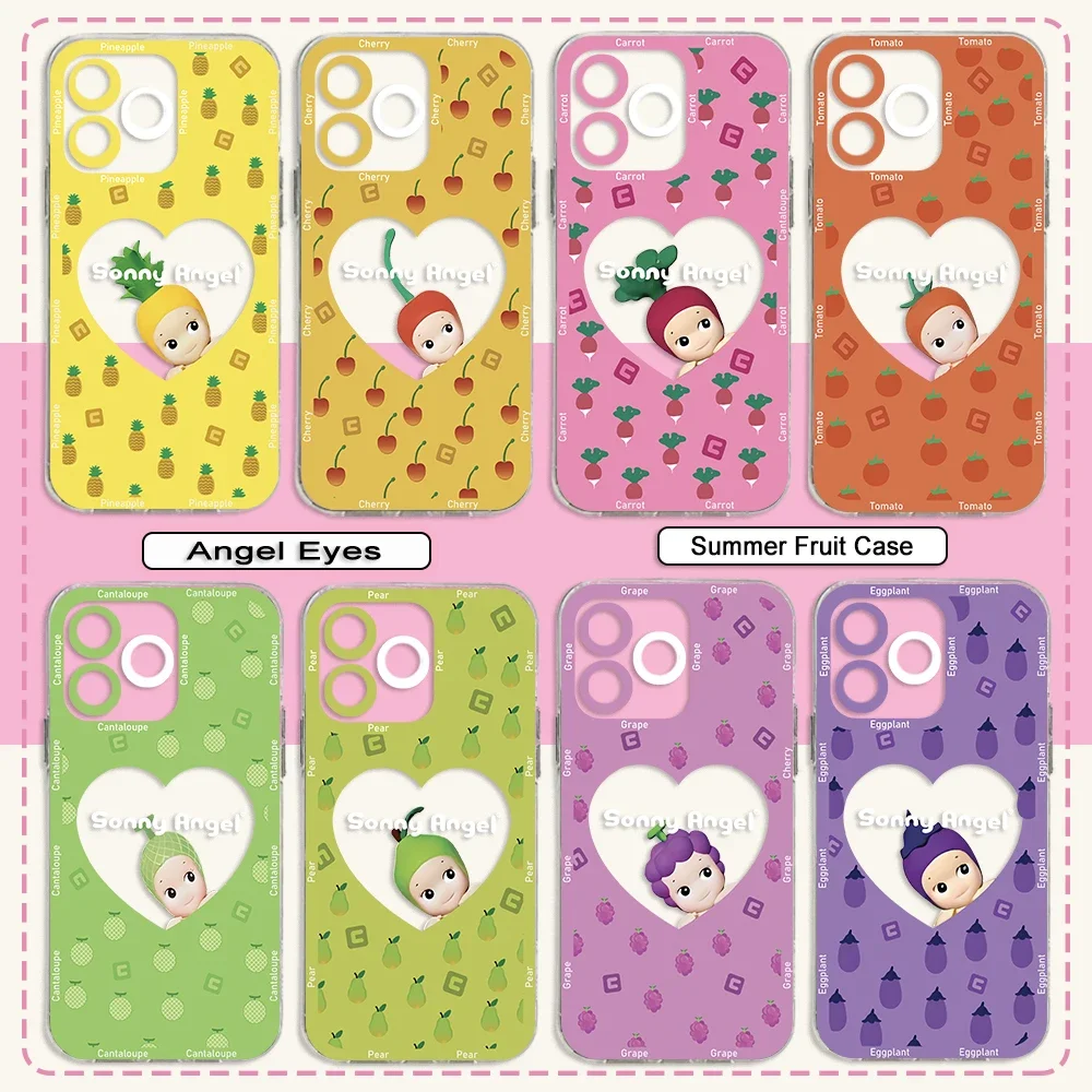 S-Sonnies Angels Summer Fruits Phone Case For IPhone 16 15 14 13 12 11 Mini Pro Max X XR XSMax 7 8 Plus SE20 Transparent Cover