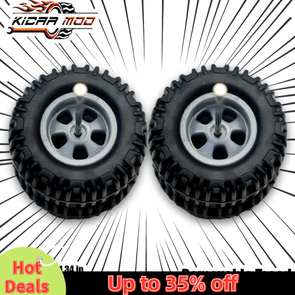 1/64 Model Car Wheels with Rubber All Terrain Tires Blade Spoke Refitting Parts for Off-road Vehicle HotWheels Large Size 1 Set