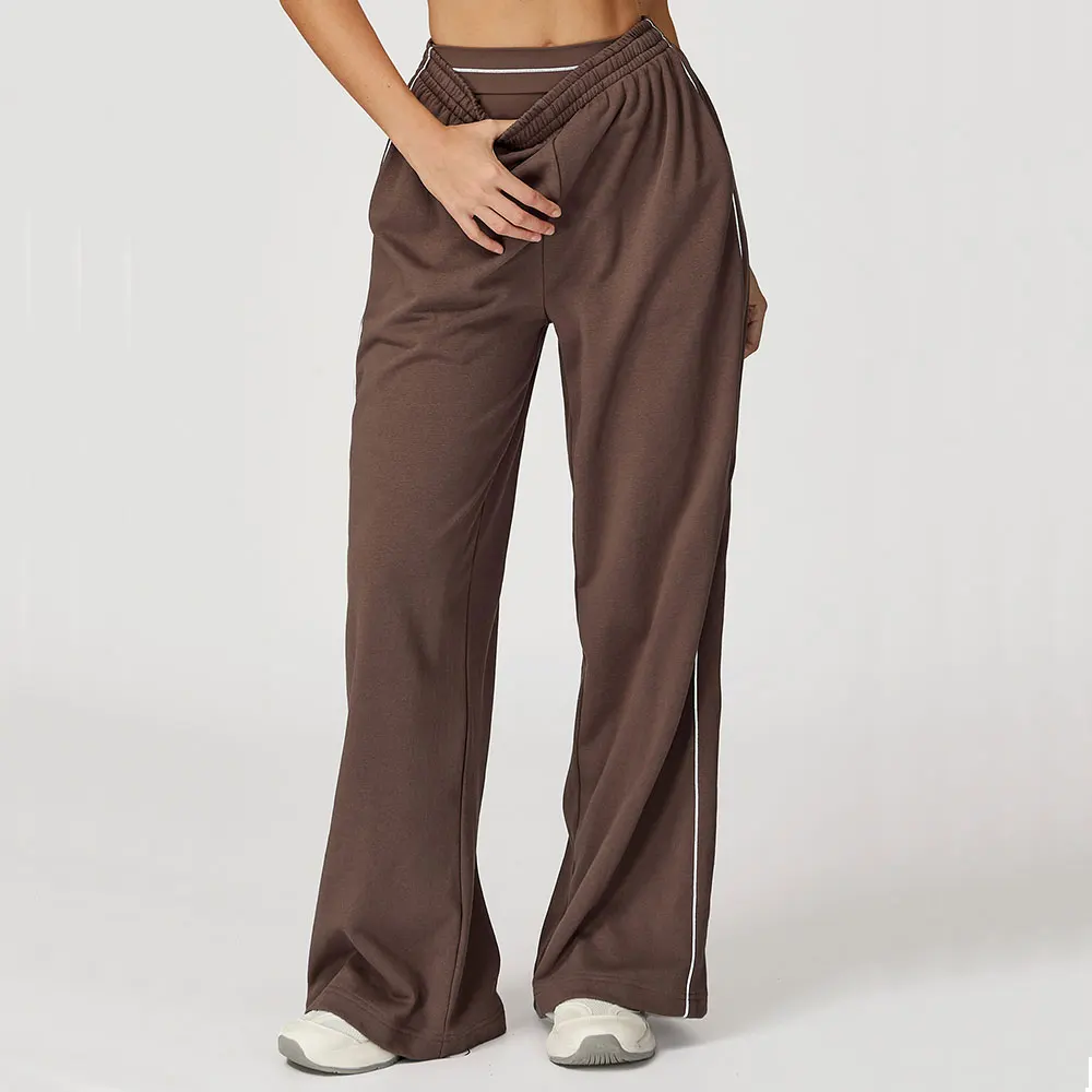 Women Color Blocking Sports Sweatpants Yoga Pants Loose High Waisted Straight Leg Sweatpants With Pockets Outdoor Fitness Pants