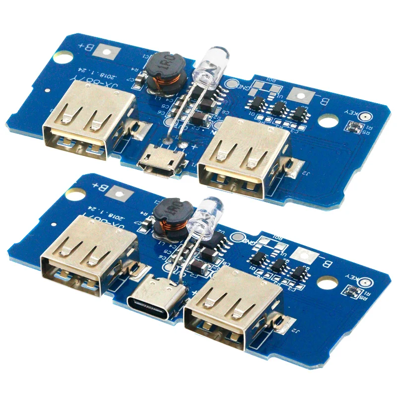 5V 2A Power Bank Oplader Module Opladen Printplaat Step Up Boost Power Supply Module 2A Dual Usb-uitgang 1A Ingang