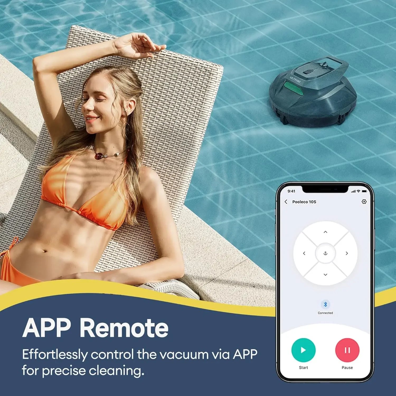 Cordless Robotic Pool Cleaner with Remote Control 3-Motor Suction 90Mins Runtime Auto Self-Parking 2.5h Fast Charging