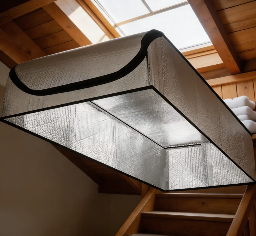 Aluminum Foil Attic Stair Insulation Cover Thermal Barrier For Heat Loss Prevention 64x138cm, For Home Energy Saving