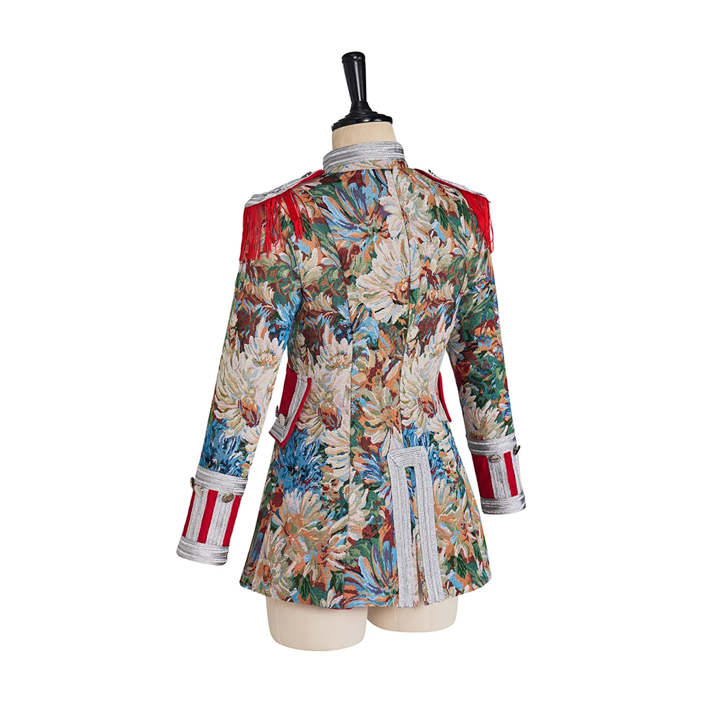 Medieval Women Vintage Floral Print  Victorian Gothic Steampunk  Jacket Elegant Streetwear  Military Coat Outerwear