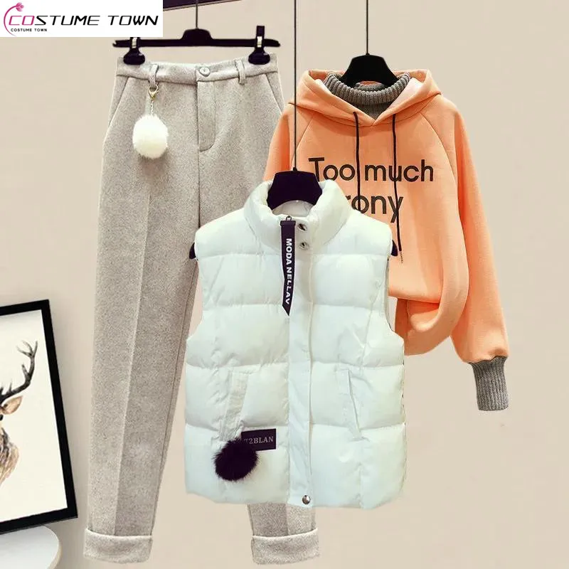 2023 Autumn/Winter New Gentle Women\'s Wear with Temperament Vest Sweater Pants Set Women\'s Three Piece Set