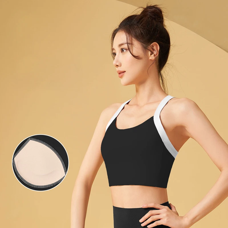 PINGNIAO gym Sports bra women's all-in-one chest pad vest yoga bra shock-proof push-ups shock-proof chest lift waist fitness