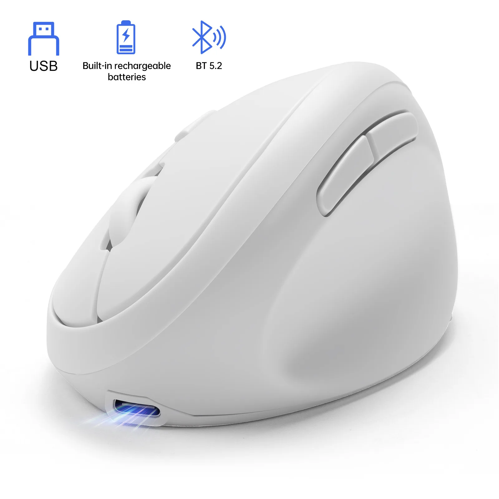 Small Vertical Mouse Rechargeable Mute Button DPI Button 2.4G Bluetooth Dual-mode Ergonomics Design Office Use