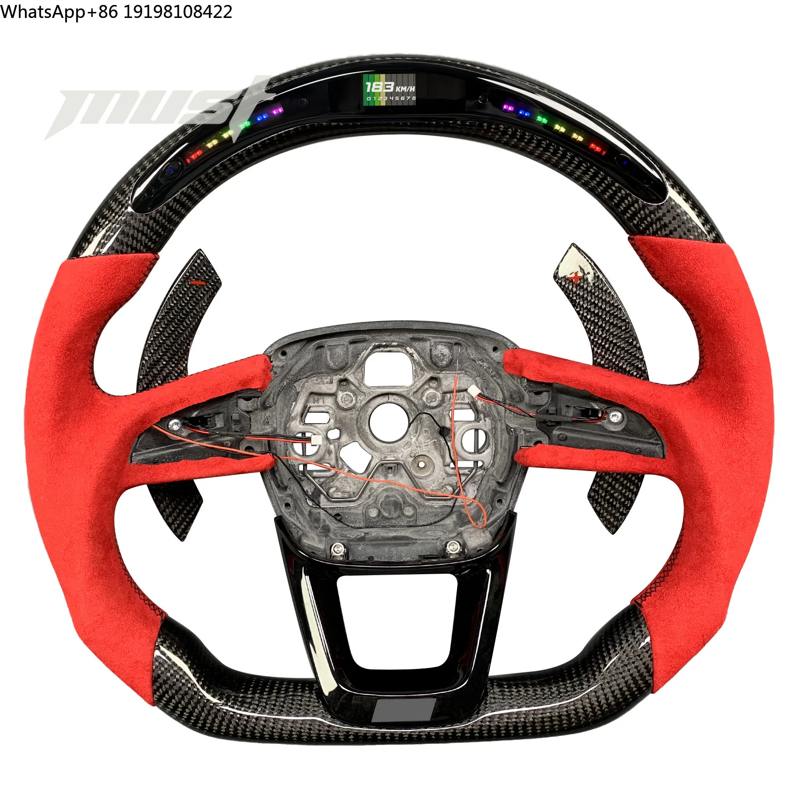 

Индивидуальный руль из карбона со светодиодной подсветкой для Audi Q3 Q5 Q7 Q8 S5 SQ2 SQ5 SQ7 RS3 RS5 RSQ3 RSQ8 2016-2024, дизайн с красным интерьером