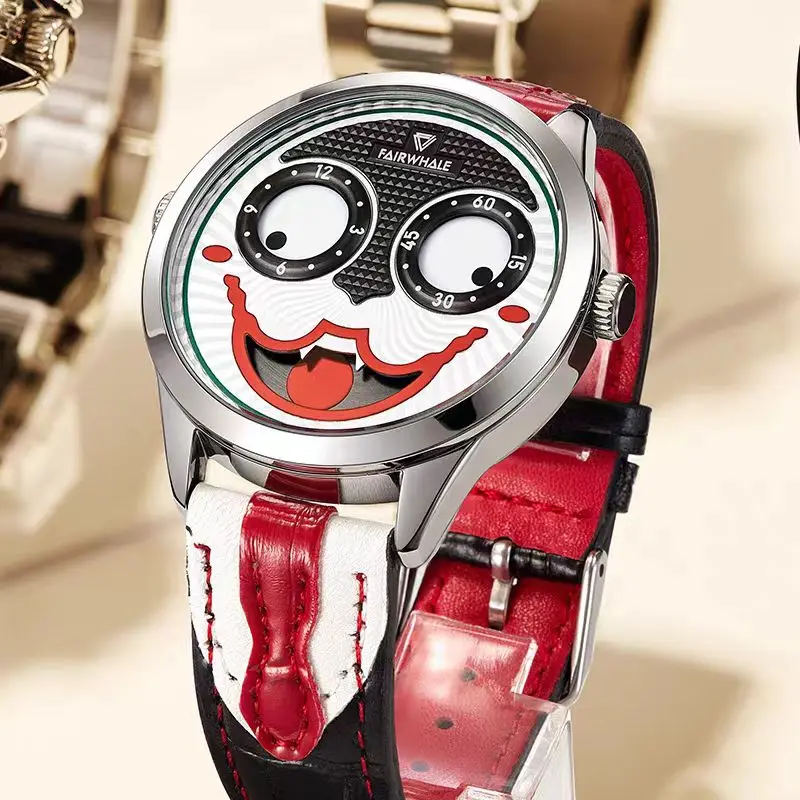 FAIRWHALE Clown Watches for Men Famous Top Brand Unique Design Fashion Casual Mens Watch Quartz Wristwatches Relogio Masculino