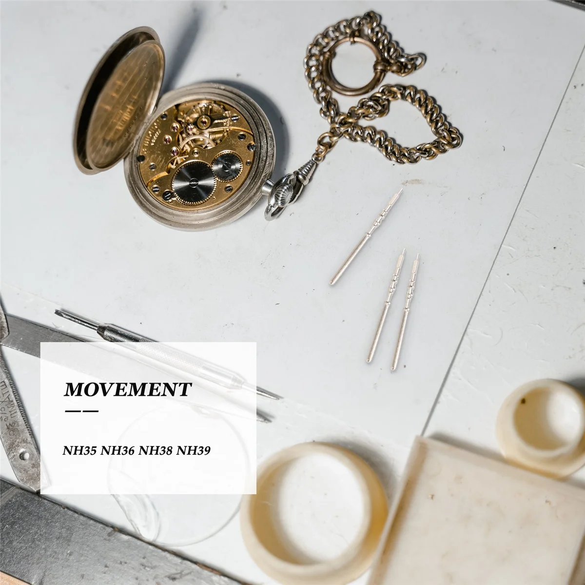 AAAF 5Pcs Movement Watch Steel Stem Crown Kit Watch of Parts NH35 NH36 NH38 NH39 Movement Watch Stem Spare Parts