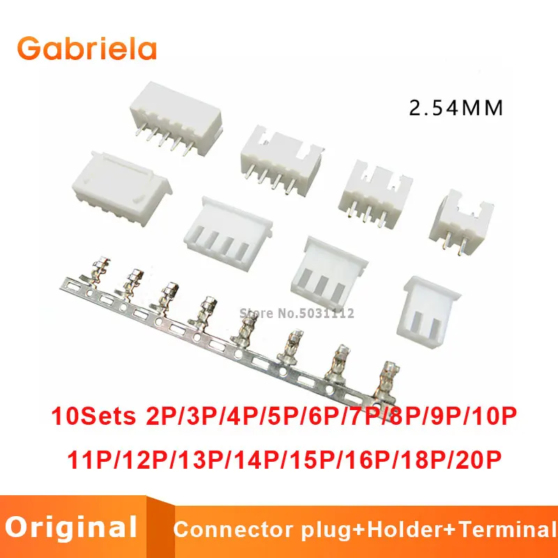 10 Sets XH2.54 2.54mm 2P3P4P5P6P7P8P16-20Pin Connector Plug+straight Needle + Terminal Socket kit Header Wire Adaptor Connectors