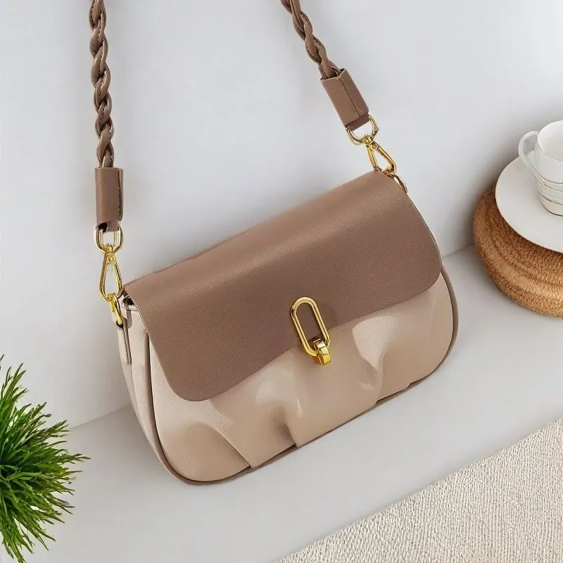 New Light Luxury Women's Bag Summer Small Satchel Cloud Bag Pleated Design Eye-catching Versatile Messenger Handbag Shoulder Bag