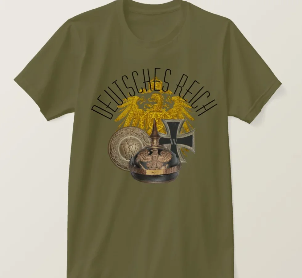 WWI Germany Symbols Prussian Eagle Pickelhaube Buckle  Cross T-Shirt. Summer Cotton Short Sleeve O-Neck Mens T Shirt S-3XL