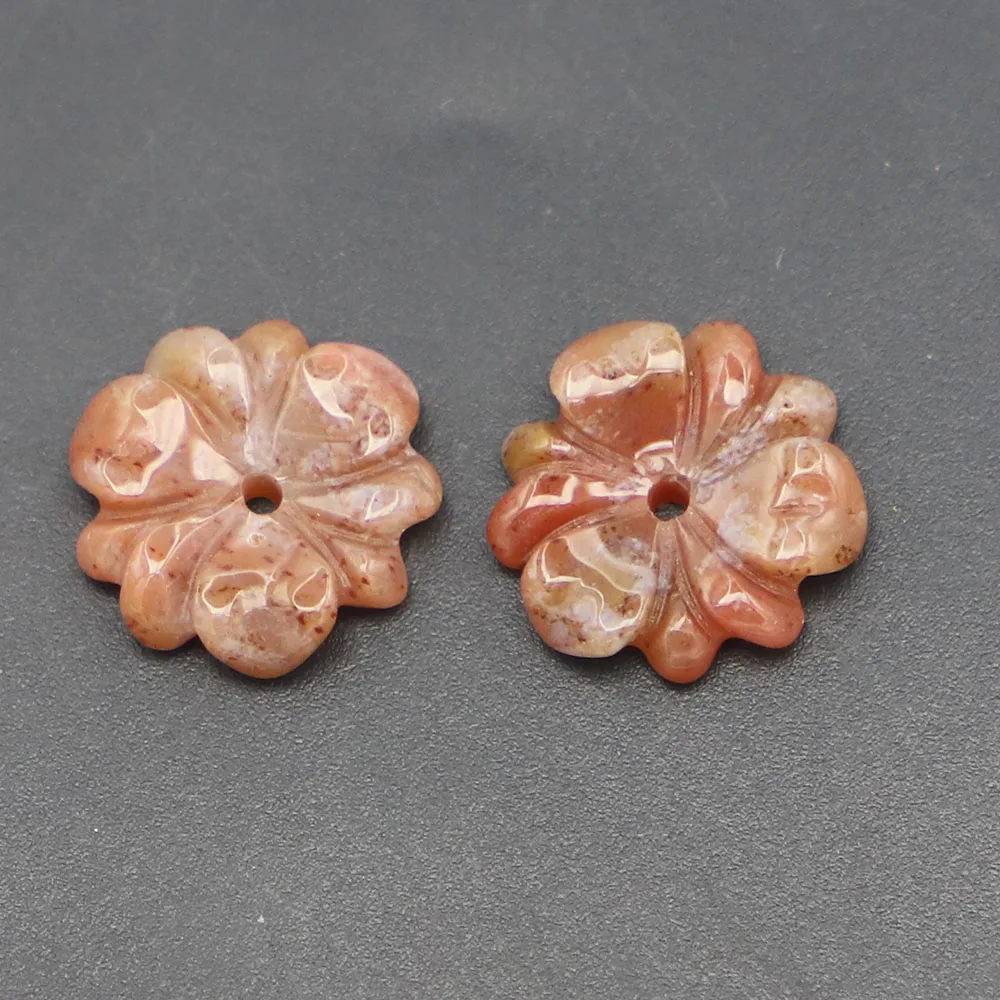 10Pcs Natural Stone Hand Carved Pendant Charm Rose Flowers Agate Cherry Quartz for Necklace Jewelry Material Making Wholesale