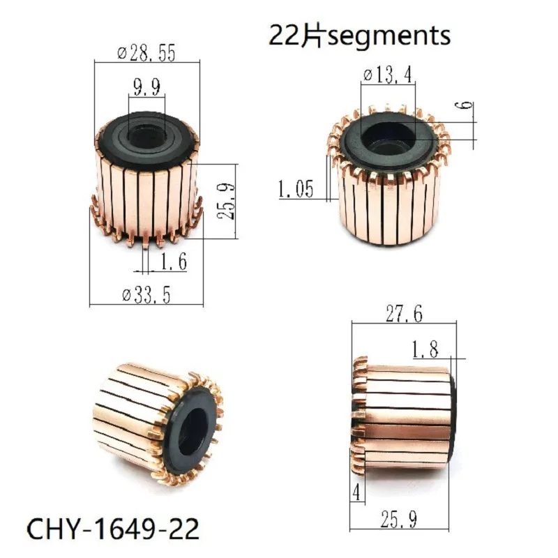 28.55*9.9*25.9(27.6)*22P Chy-1649-22 Commutator, Slip Ring, Copper Head, All Sizes Are Interchangeable