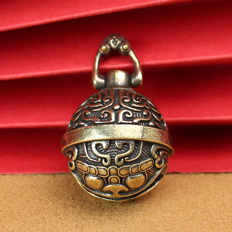 Gluttonous Bell Handmade Brass Pure Copper Gourmet Bell Car Keychain Pendant Creative Gift Pendant For Men Women Gift Home Decor