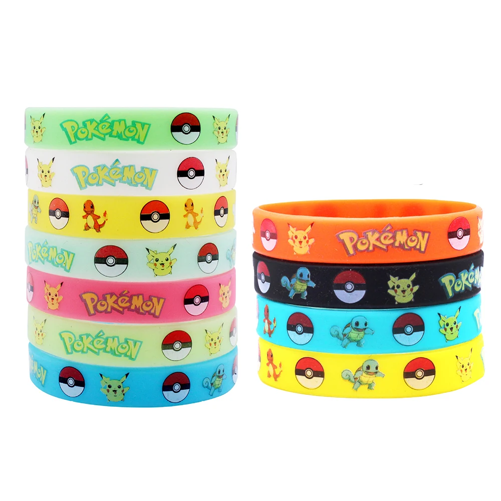 أنيمي بوكيمون بيكاتشو سوار يتوهج في الظلام سيليكون عمل الشكل المطبوعة مجوهرات كرة السلة الرياضة زميل الفريق معصمه لعبة هدية #3