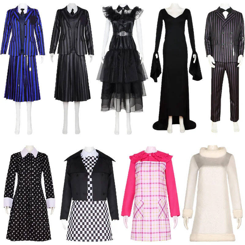 Strój Cosplay Taty Wednesday Adams, Kostium na Halloween, Strój Wednesday Adams Fly, Elegancki Strój Męski