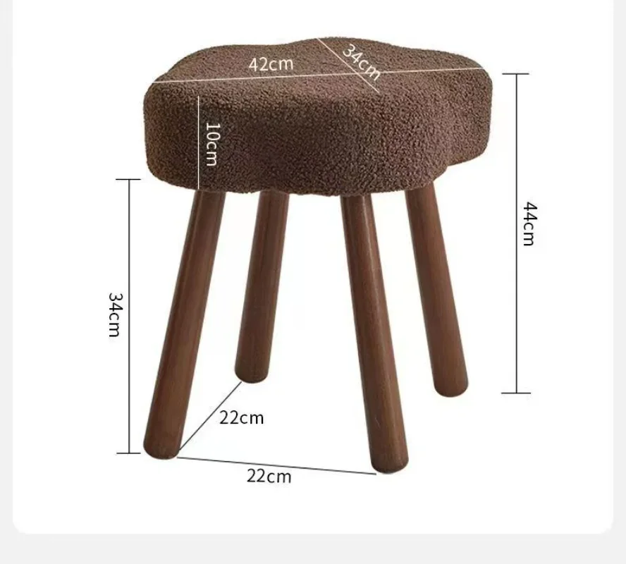 

Cloud Makeup Bench Creative Lamb Fleece Dressing Stool Makeup Chairs Home Cute Nail Vanity Chair Light Luxury Ottomans Pouf Ins