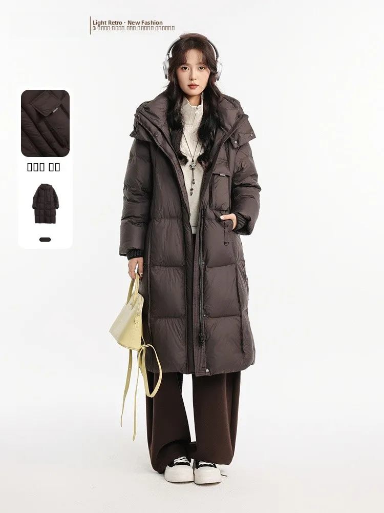 

Теплая длинная женская пуховая куртка с капюшоном Memory's Starting Point 2025: Новинка зимы, утепленное пальто свободного кроя из нейлона