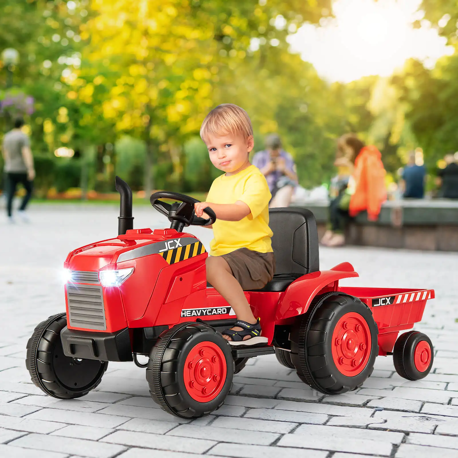 2-in-1 elektrisches Spielzeug auto 12V Kinder fahren auf Traktor mit Anhänger Fernbedienung Lichter