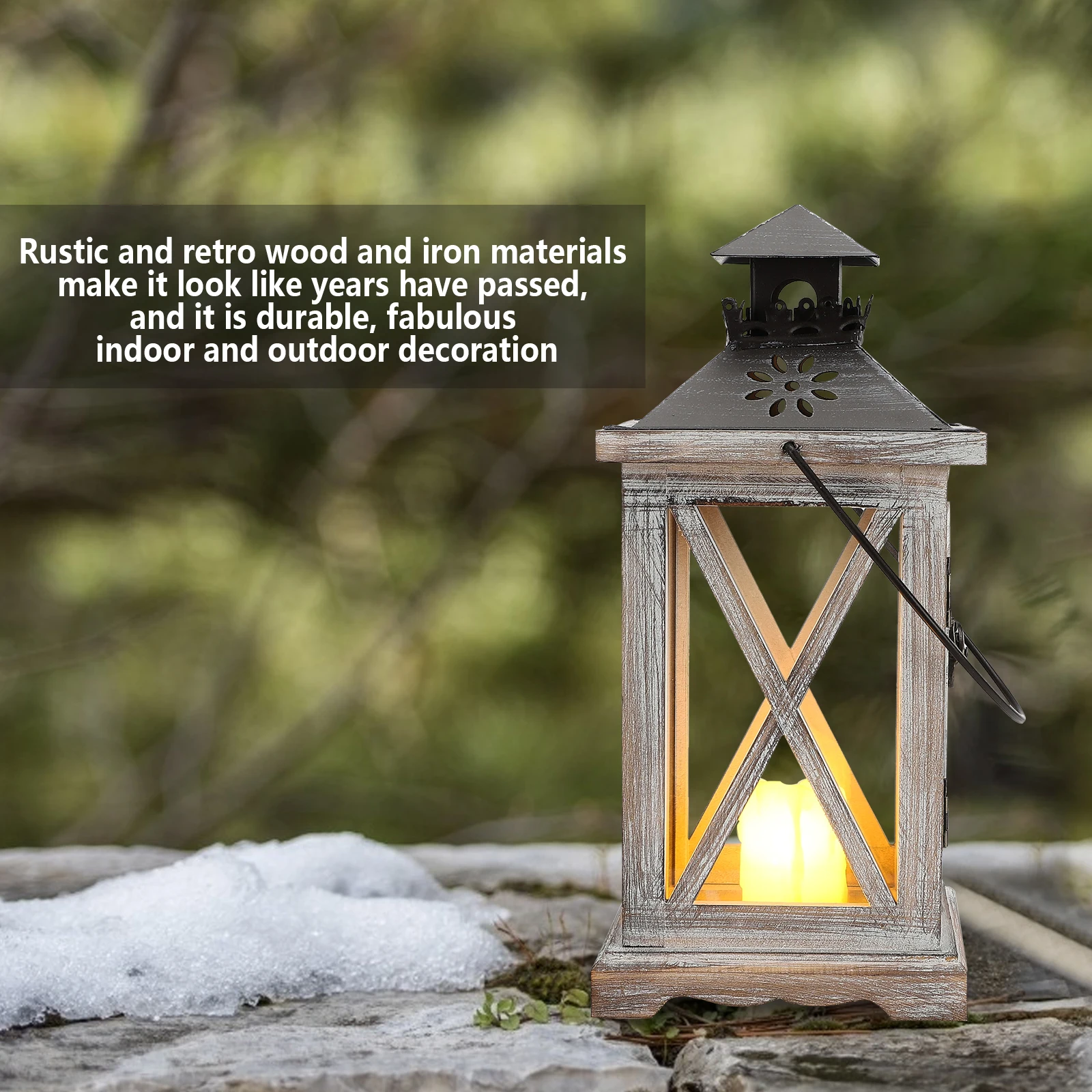 Vintage Holzlaterne Kerzenhalter Ästhetische Hängelaterne Home Decor Hochzeitszimmer Hinterhof Balkon Dekoration