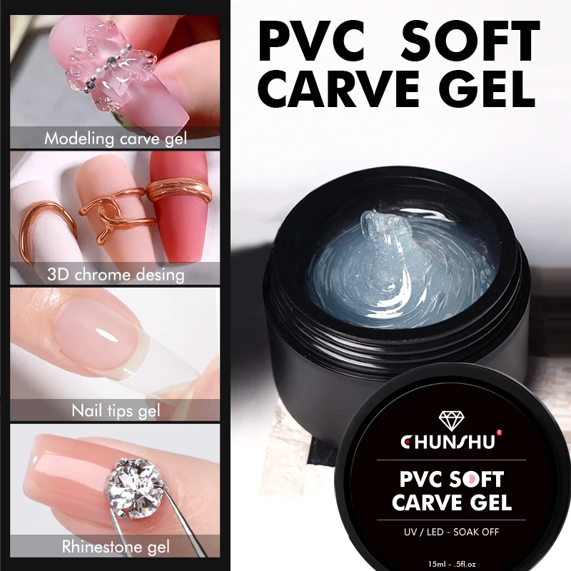 

CHUNSHU 4IN1 PVC Soft Carve Gel Nail Polish Soak Off 3D Modeling UV Gel For Nail tips Extension Sculpture Adhesion Decorations