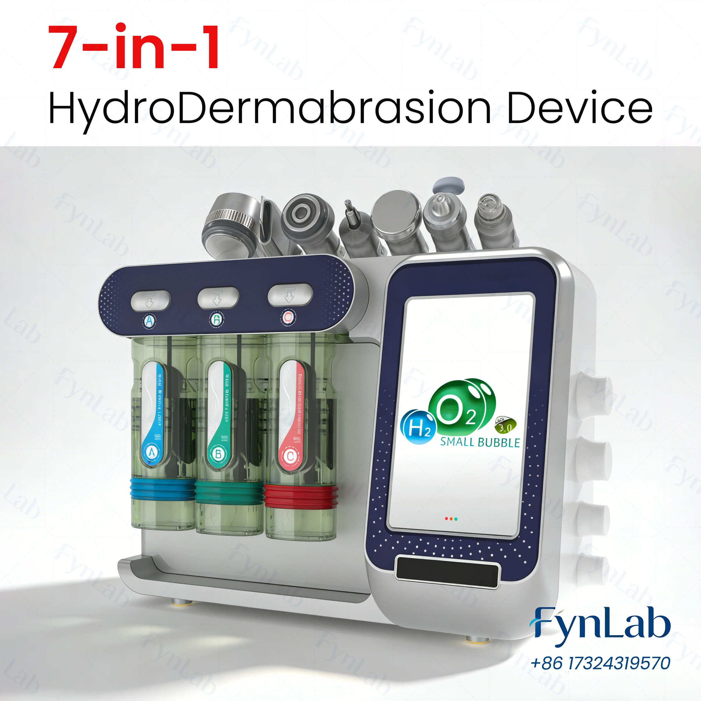 

7-in-1 Hydro Dermabrasion Machine H2-O2 Facial Beauty Device with Ultrasonic, RF, Microcurrent & Oxygen Spray Skin Care System
