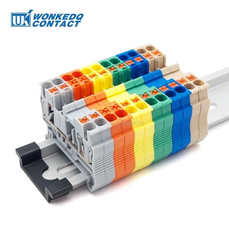 PT-2.5 Push-in Terminal Block DIN Rail Wire Connector 2.5mm Cable Screwless Spring Plug Electrical NS35 PT 2.5