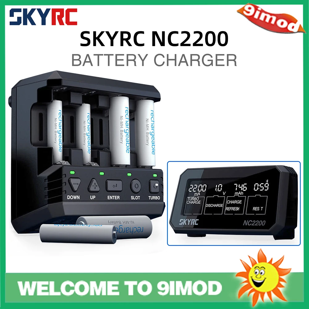 New SKYRC NC2200 12V/2.0A 4 Slots AA AAA Battery Charger & Analyzer NiMH/NiCD Batteries Charger