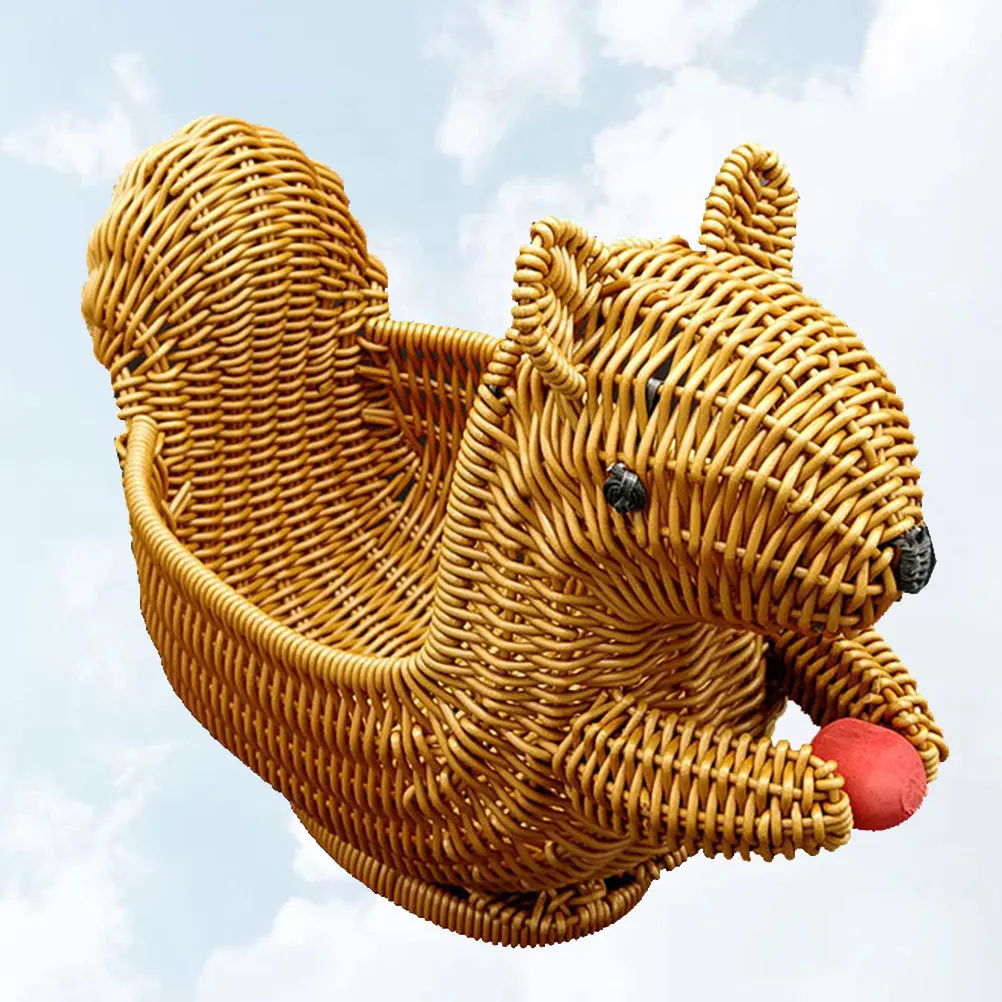 

Large Simulation Rattan Basket Creative Plastic Storage Basket Bread Fruit Snack Organizer Room Desktop Organizer