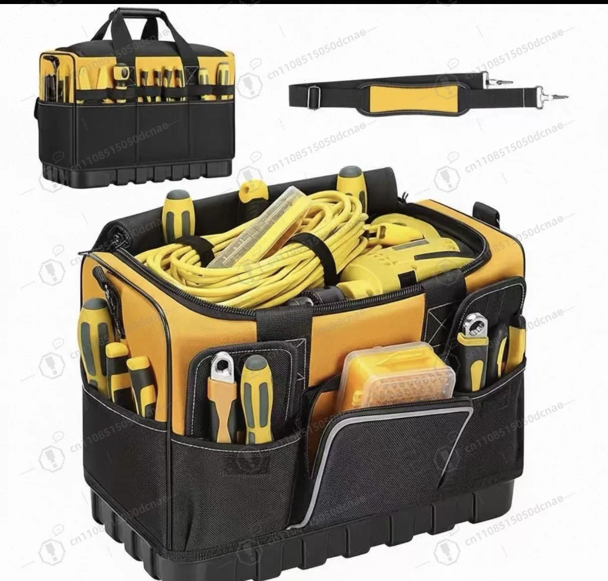 18 Inch Large Capacity Electrician Tool Bag With 6 External Pockets Portable Storage Tool Bag For DIY Craftsmen Maintenance Work