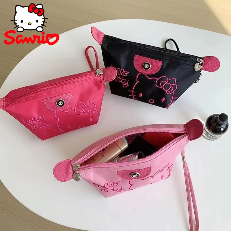 Sanrio Hello Kitty Makeup Bag Women Cartoon Handbag Portable Large Capacity Waterproof Traveling Organiser Bags Girlfriend Gift