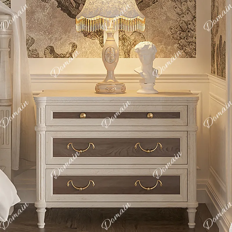 French contrasting color model, retro bedside table, bedroom, American country storage, overall designer model