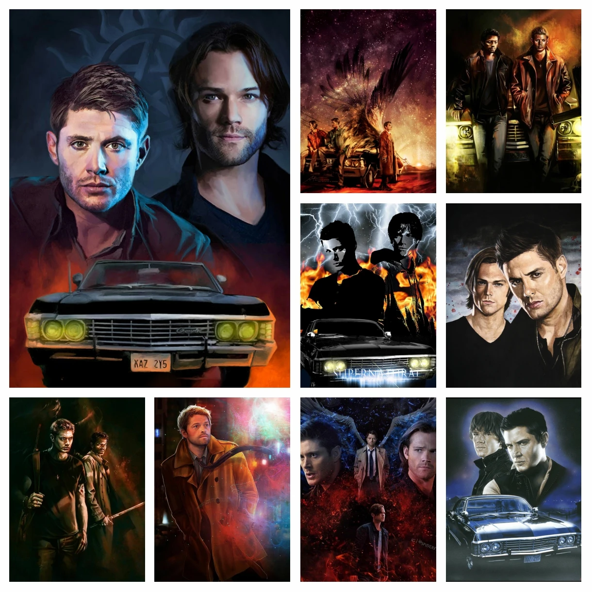 

DIY Classic Film Supernatural TV Series Diamond Painting American Movie Poster Cross Stitch Embroidery Picture Mosaic Home Decor