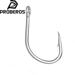 PROBEROS 바닷물 낚시 후크 무광택 주석 단일 후크 1/0 # -2/0 # -3/0 # -4/0 # -5/0 #   고탄소강 낚시바늘 고강도 후크