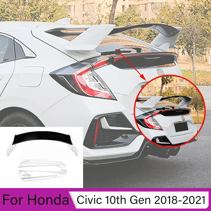

For Honda Civic 2018-2021 10th Gen Hatchback Rear Spoiler Refit Typer Style Roof Wing Trunk Lip Auto Body kit Tuning Decoration