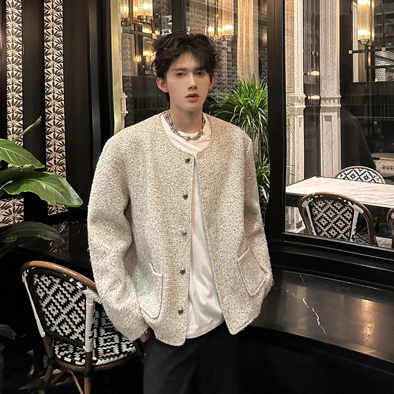 

Мужская шерстяная куртка в клетку с вышивкой, приталенный крой, простая модель, осенняя верхняя одежда для подростков