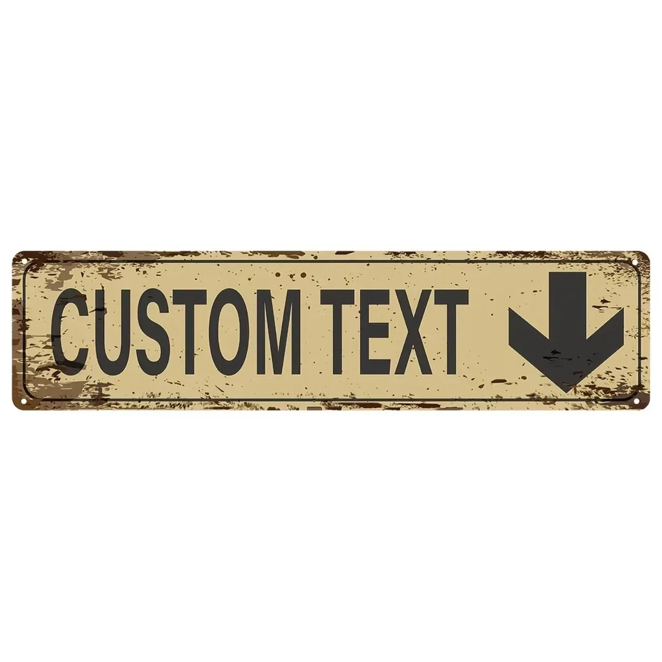 Vintage Beige Custom Text Metal Plate With Black Down Arrow Wall Decor Plaque (Only For Decoration)