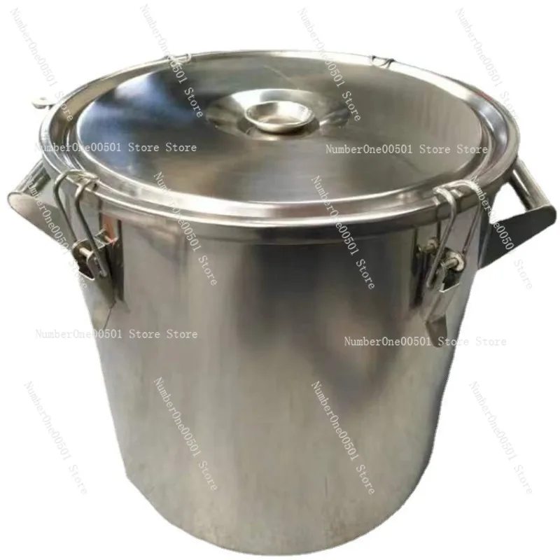 304 Stainless Steel Sealed Bucket Straight Rim Food Storage Container for Soup Rice Oil Fermentation