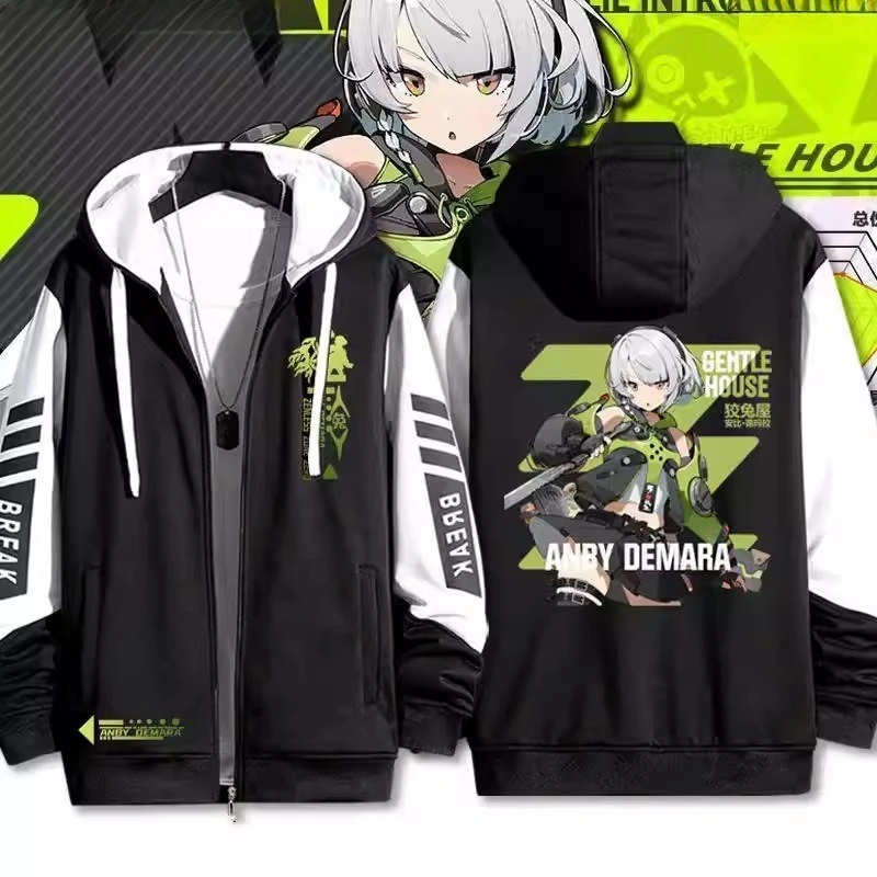 Juego Zenless Zone Zero Anby Demara Sudadera con capucha mujeres hombres ropa de calle Hip Hop cremallera chaqueta con capucha prendas de vestir sudaderas con capucha sudadera