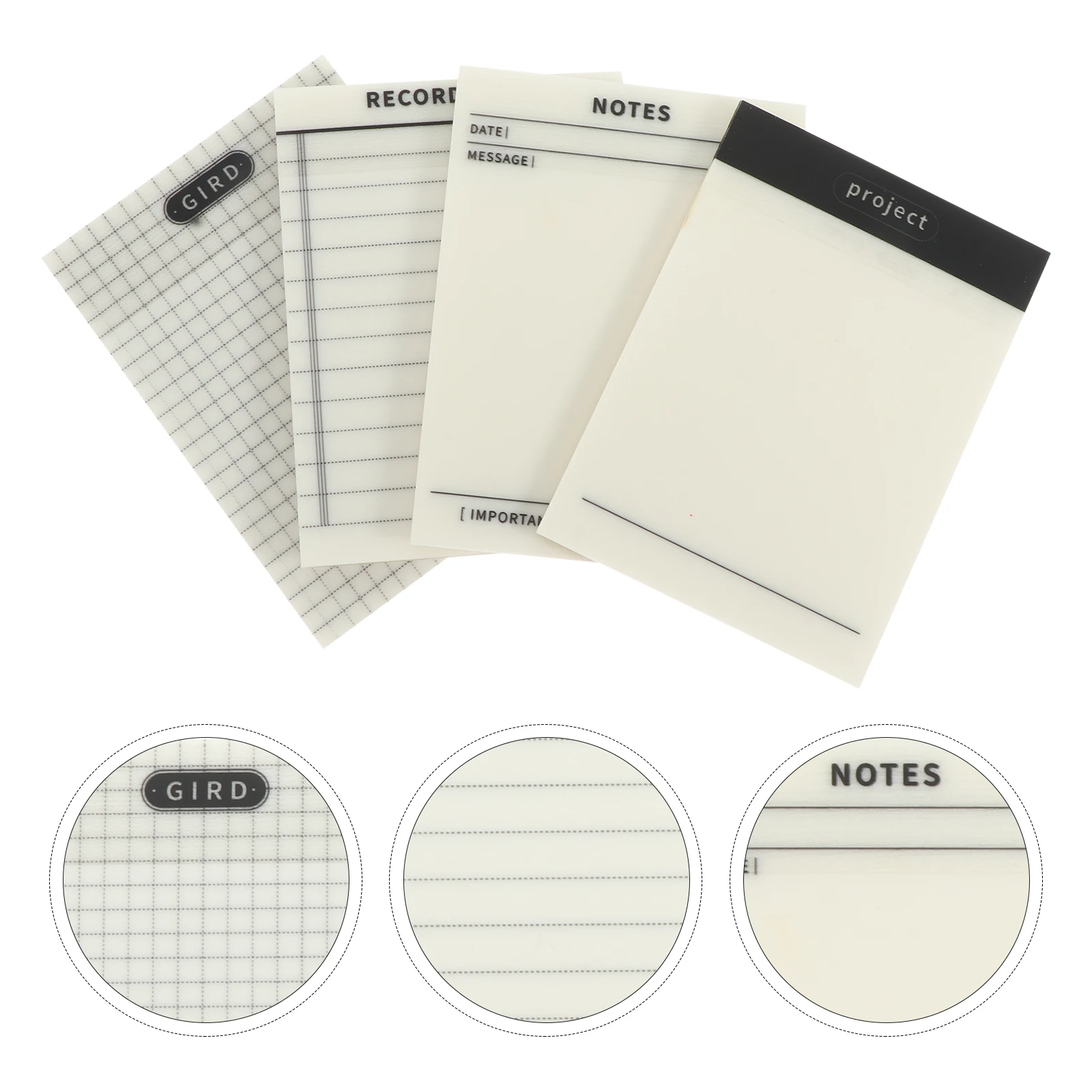 

4Pcs Transparent Memo Stickers Clear Self Adhesive Waterproof Removable Writing Pads Office Supplies