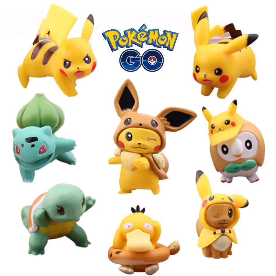 8pcs Pokemon Pikachu Figures Model Collection 2-4CM Pokémon Anime Figure Toy Dolls Kawaii Girl Boy Birthday Gifts