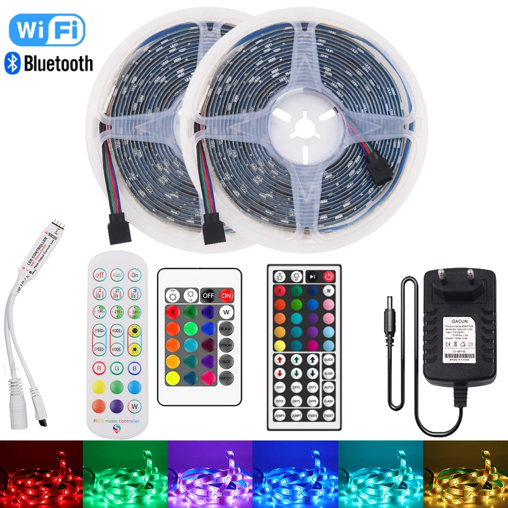 12V RGB LED Strip Light 5M 300Leds SMD 2835 5050 60LEDs/m Tuya Wifi Bluetooth APP Control Waterproof Flexible Tape Ribbon