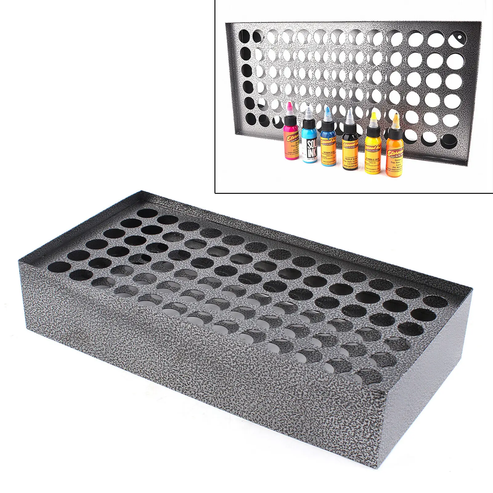 Ink Holder, 78 Holes Holder for Pigment Ink, Wall-Mounted Pigment Bottle Rack Tattoo Supplies Tattoo Equipment